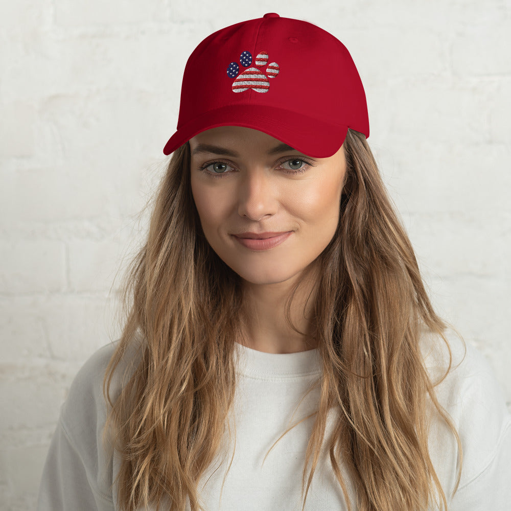 Patriotic Paw Print Baseball Hat、mySite、camillekostekn