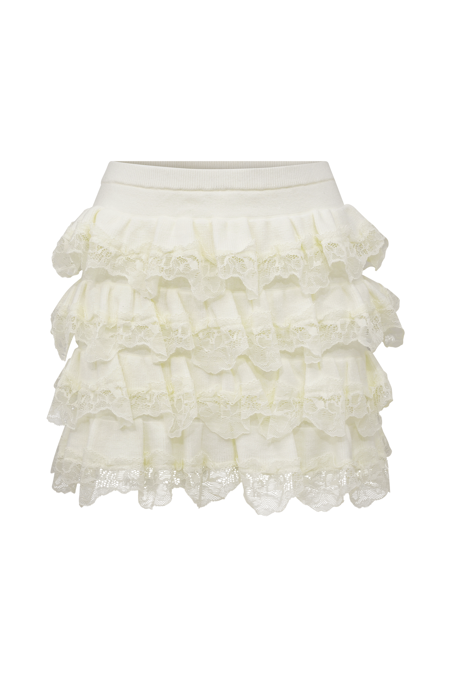 Margaret Lace Ruffle Mini Skort - Cream、mySite、solidvoid