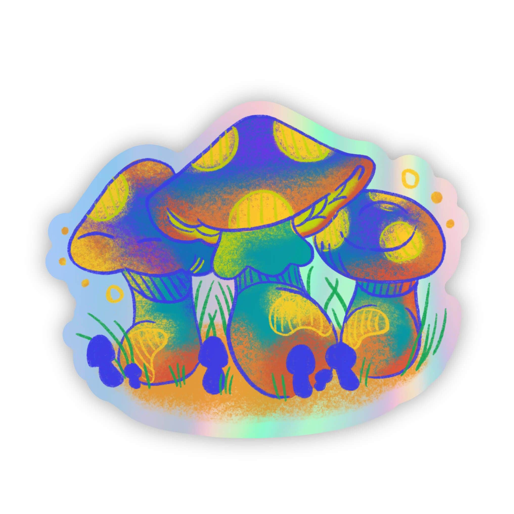  3 Trippy Mushrooms Holographic Sticker、mySite、elrpsem3k