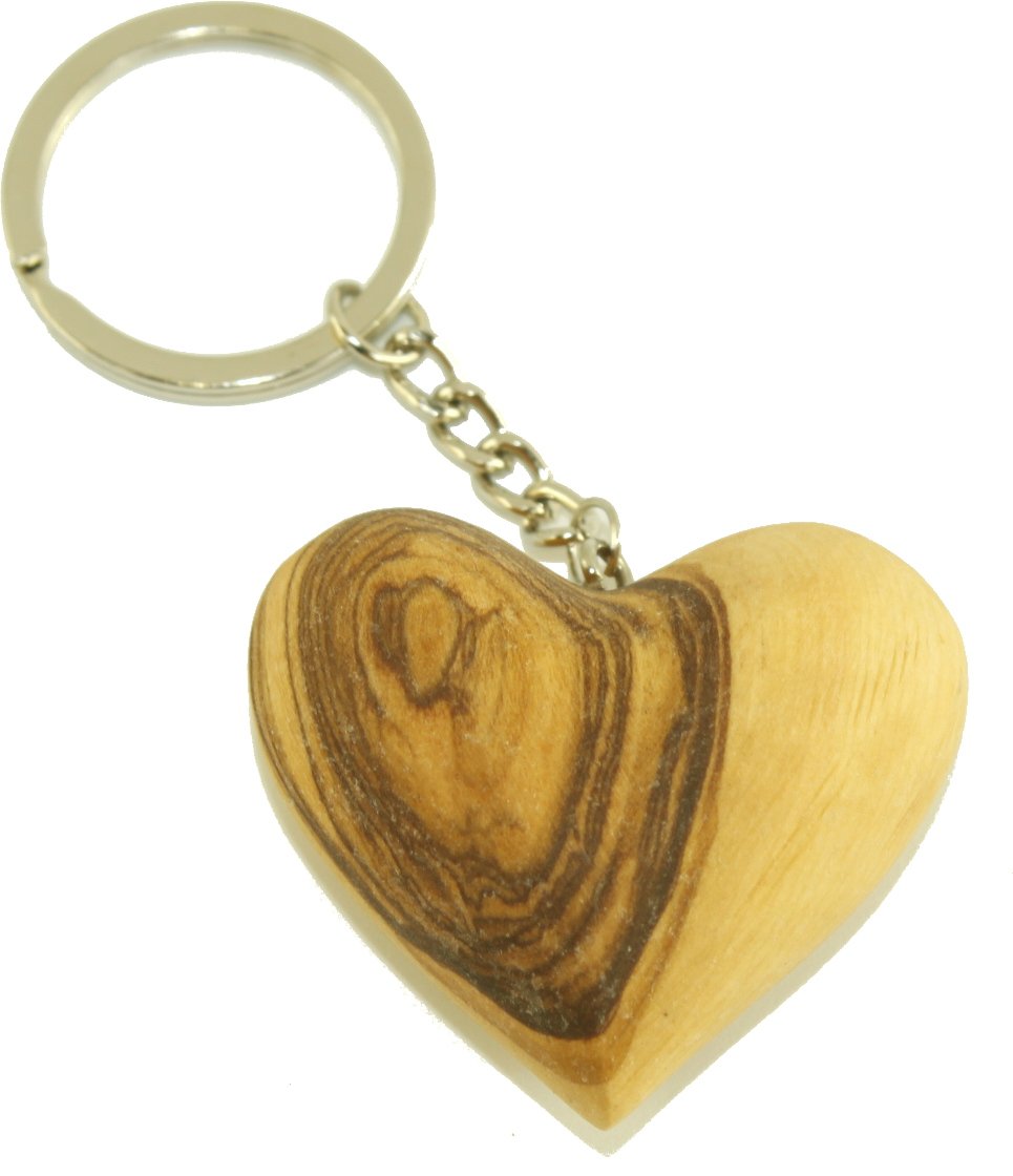  Heavy Jerusalem Olive Wood Carved Heart Key Chain or ring - 2 inches long and 1 inch thick、mySite、elrpsem3k