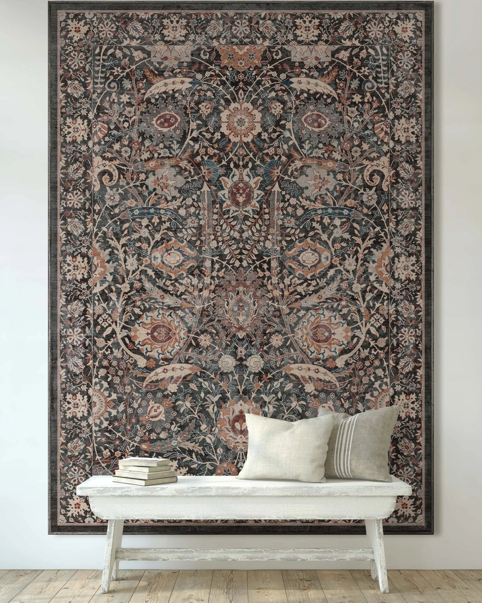 Liana Vintage Oriental Charcoal Grey Flat-Weave Rug、mySite、gigharbornorthrealestate