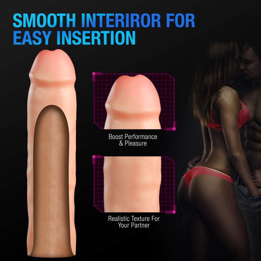 Performance Plus By Blush® | Vindicate 8.5 Inch Realistic Penis Extender Sleeve - Dual Density - Liquid Silicone - Beige、mySite、bottomscart