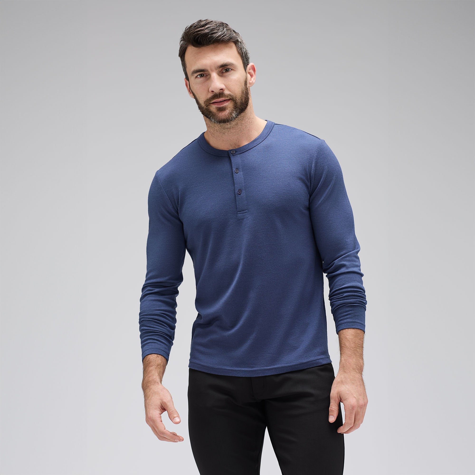 Men's Long Sleeve Merino Henley、mySite、noshort