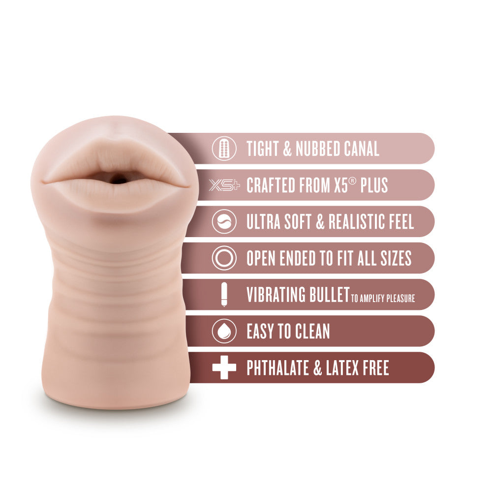 Enlust By Blush® | Nicole Vibrating AI Male Masturbator Tight & Nubbed Canal With Vibrating Bullet - Made With X5® Plus Ultra Soft Realistic Oral Feel - Beige、mySite、bottomscart