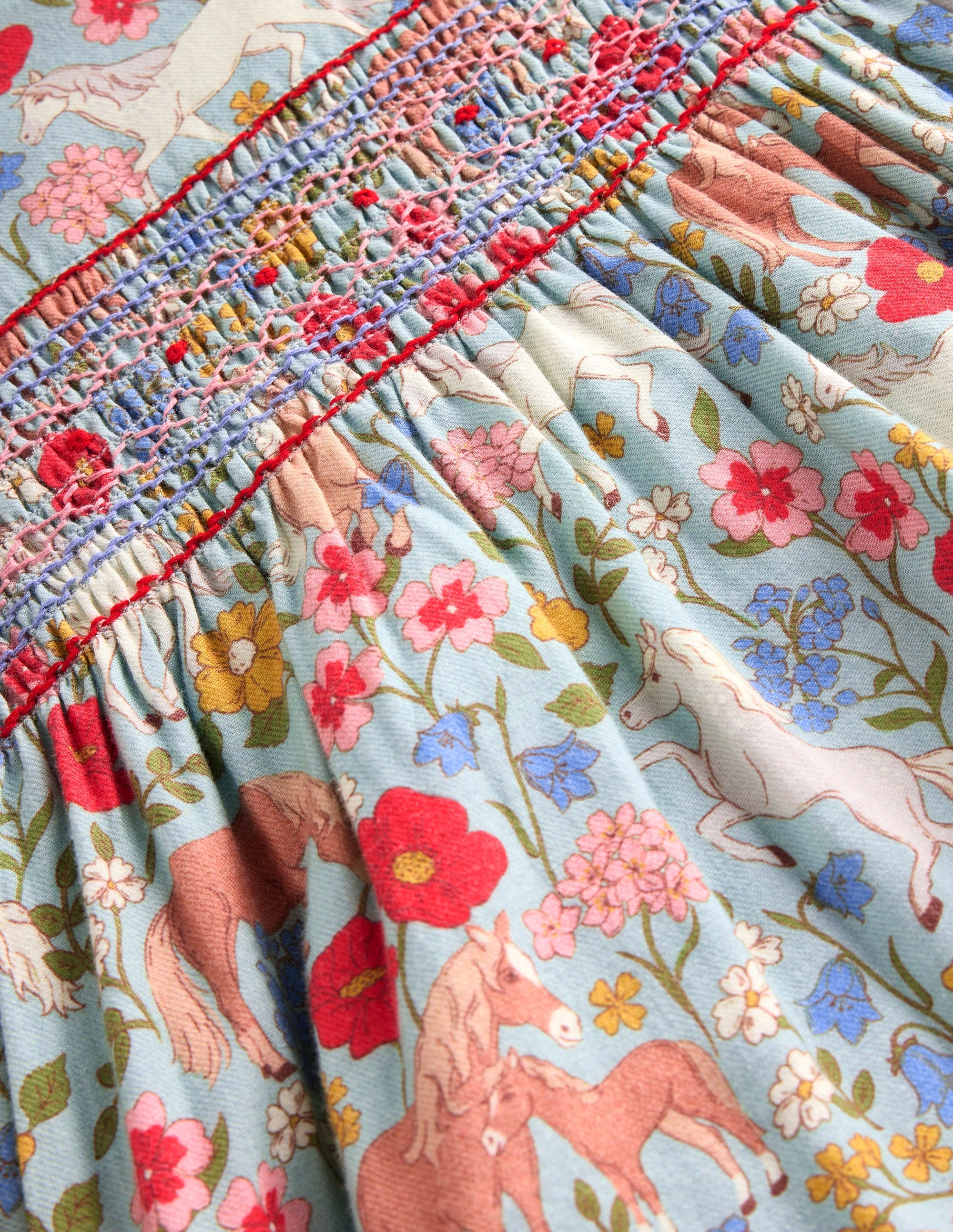  Bess Cosy Smocked Dress-Blue Frost Pony Floral、mySite、ashleygrahame