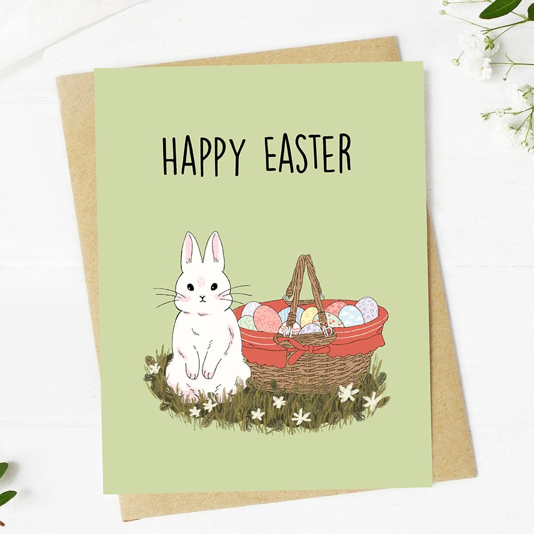  Happy Easter Cute Bunny With Basket Card、mySite、elrpsem3k