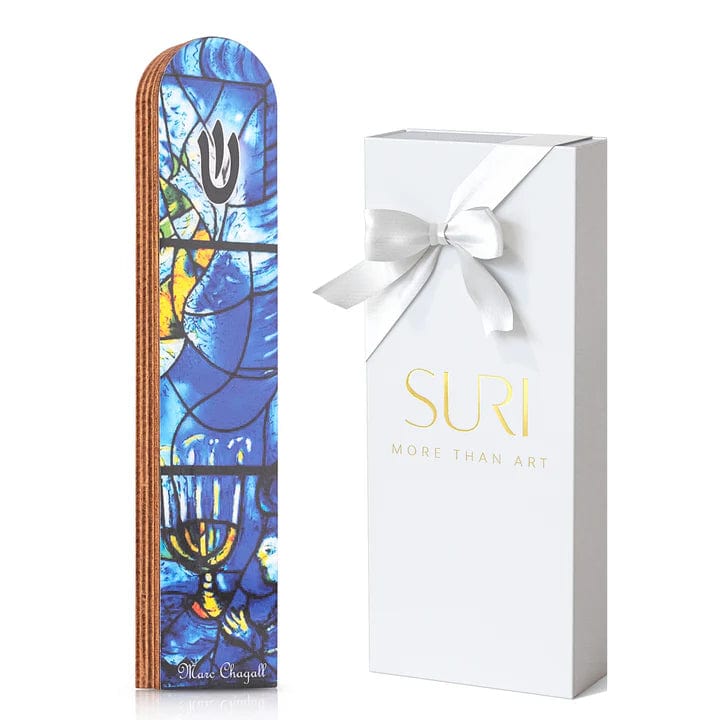 Chagall Windows Wooden Mezuzah - Blue、mySite、topwebapps
