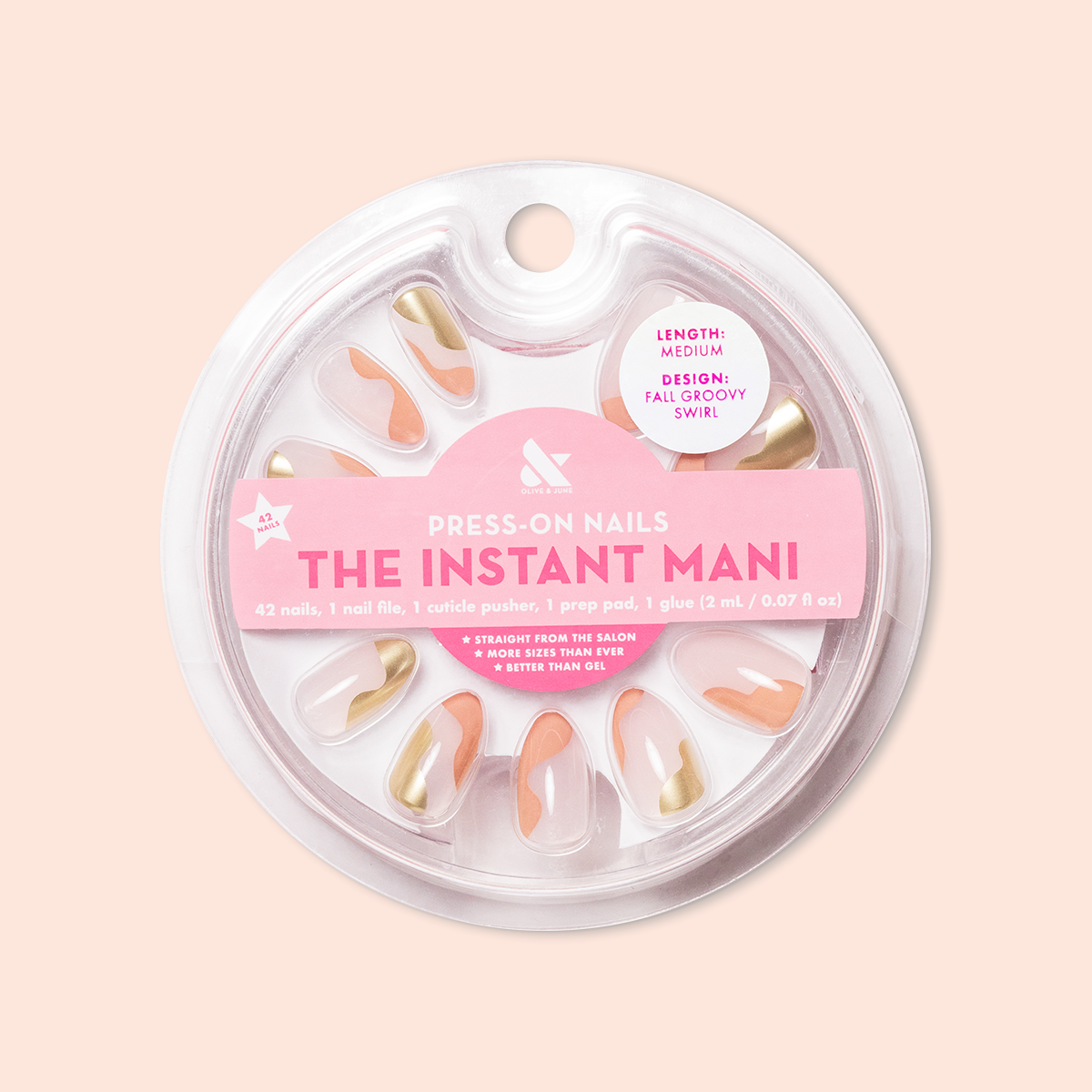 Fall Groovy Swirl - Press-On | Medium | Almond - Part of Set、mySite、solidvoid