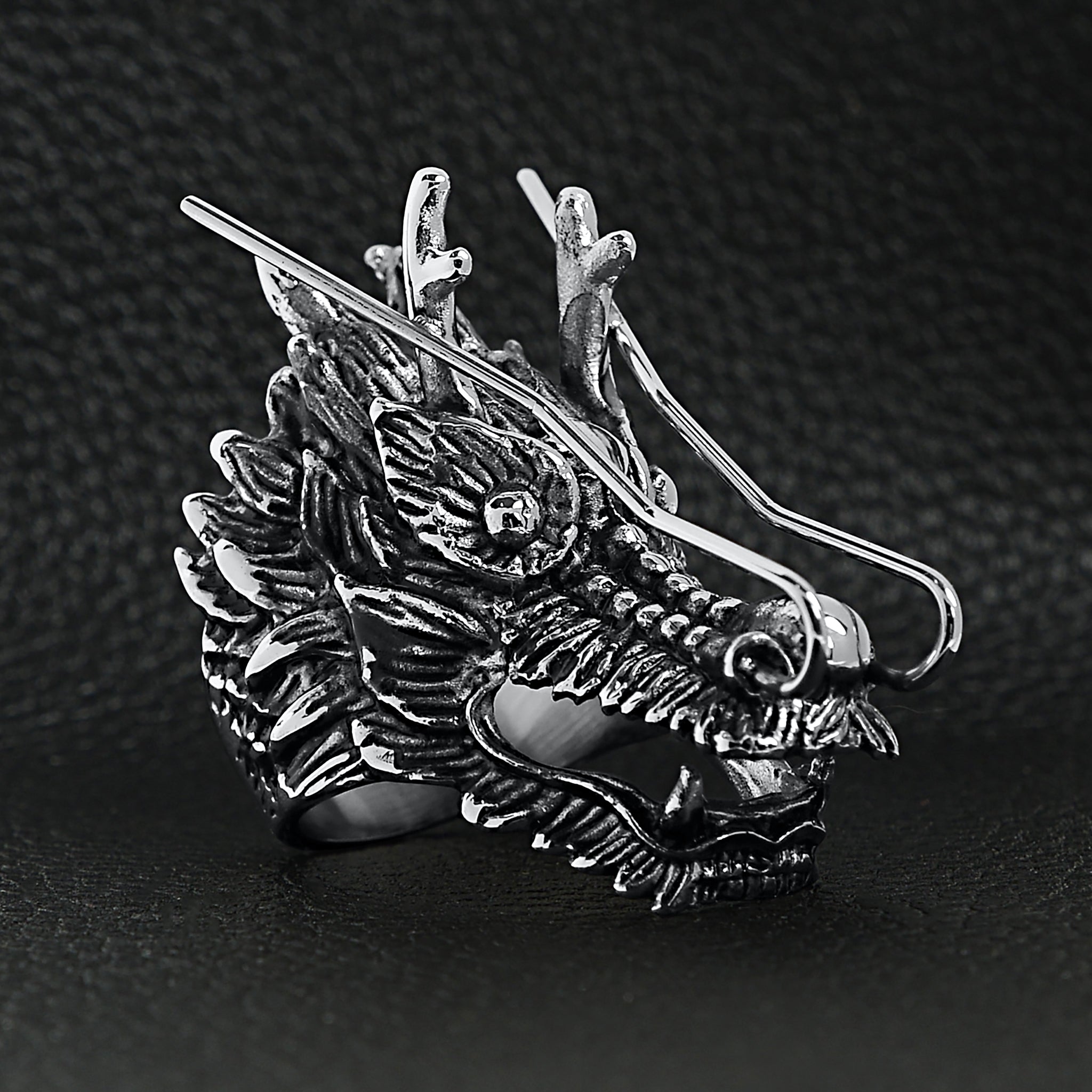 Stainless Steel Eastern Dragon Head Ring / SCR4026、mySite、dreamappss