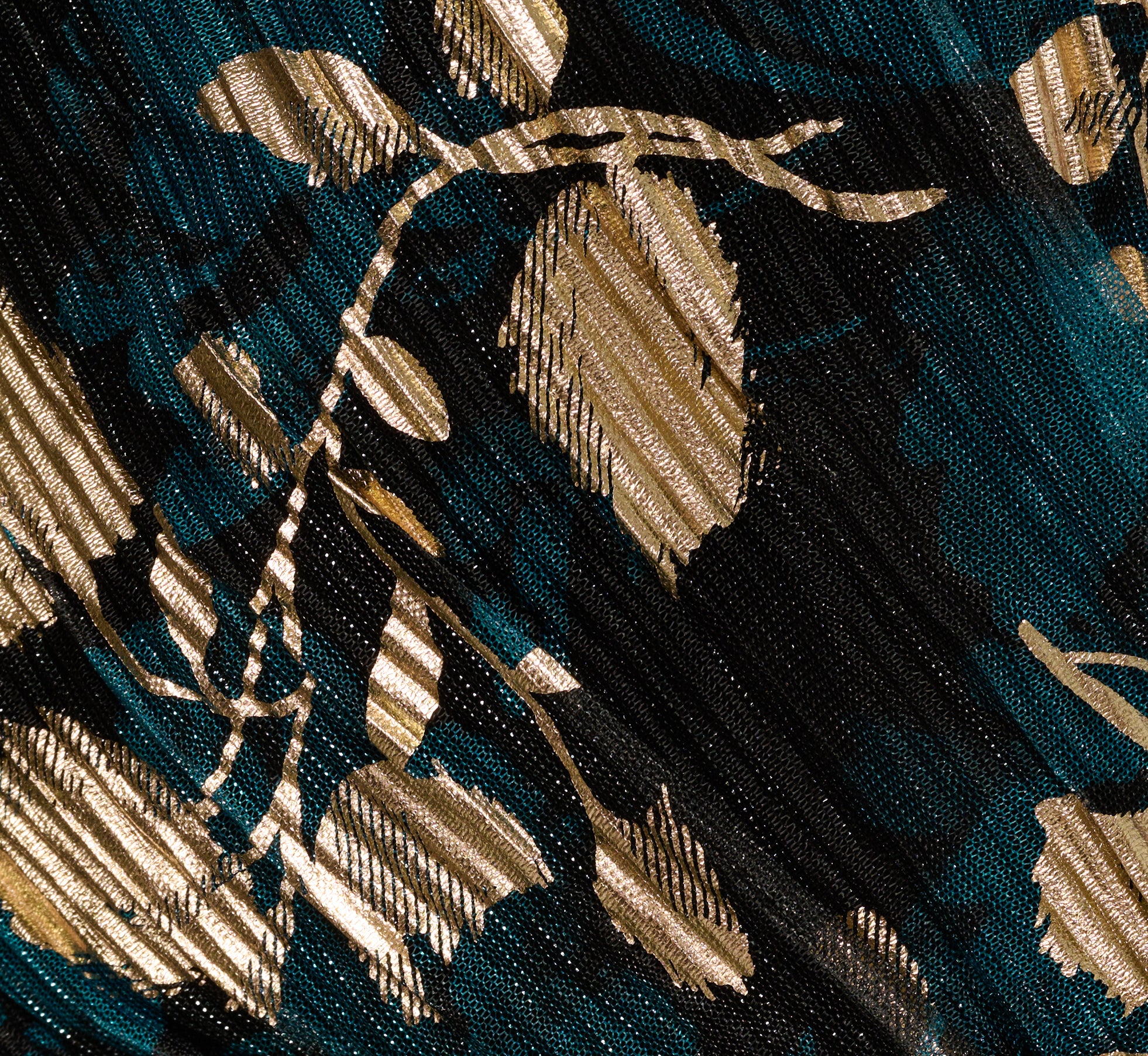 Plus Size Crinkle Foil Wrap Dress In Teal Sapphire Gold、mySite、solidvoid