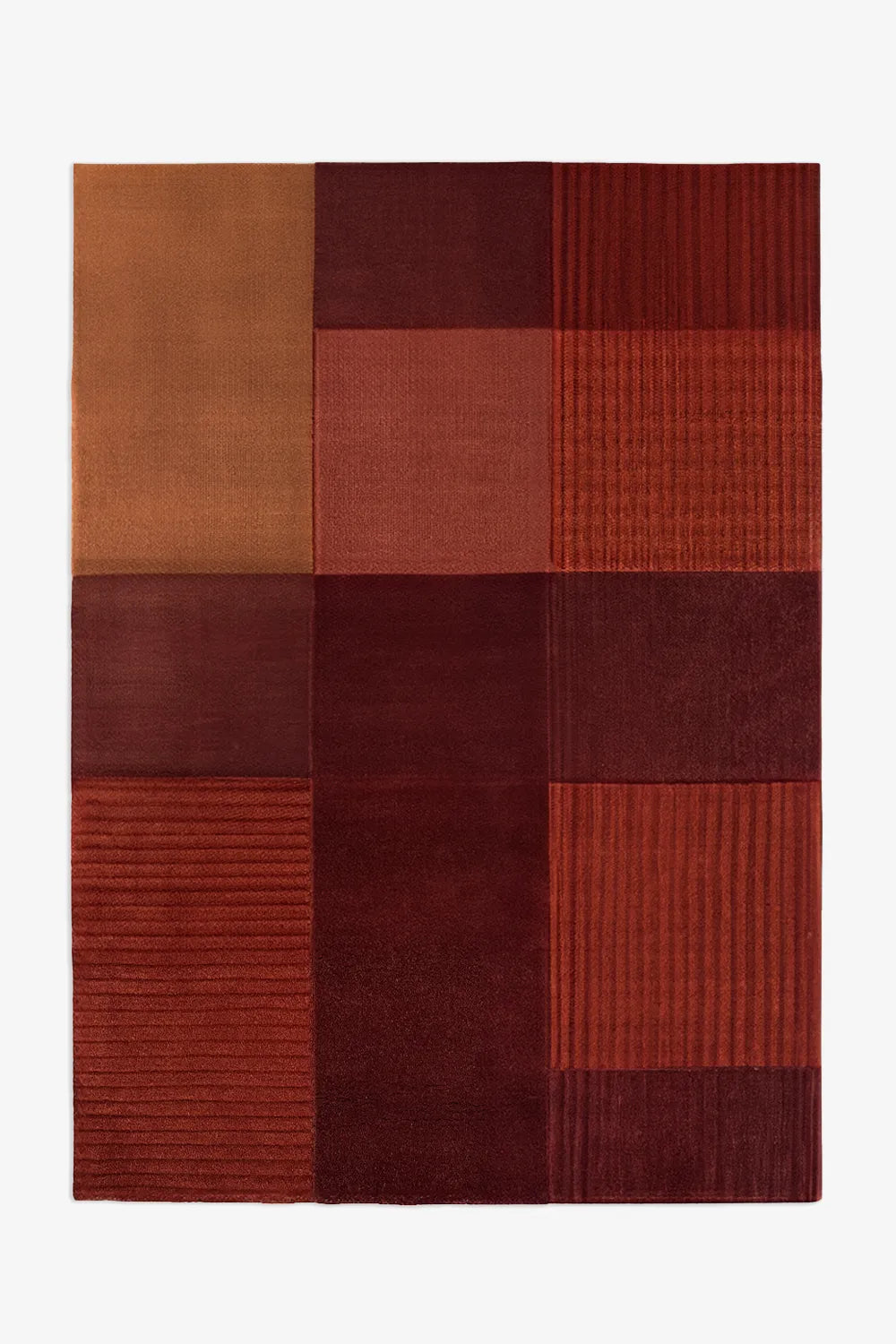 Terracotta Block Brown Hand Tufted Wool Rug、mySite、gigharbornorthrealestate