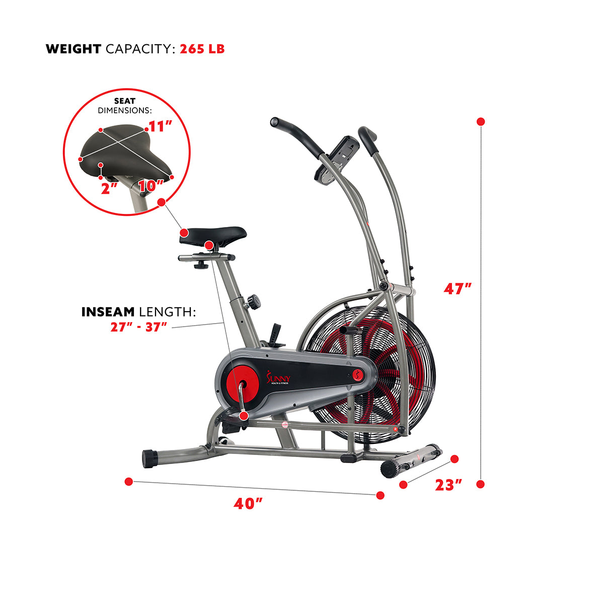  Motion Air Bike, Fan Exercise Bike with Unlimited Air Resistance and Device Holder、mySite、ghnorth