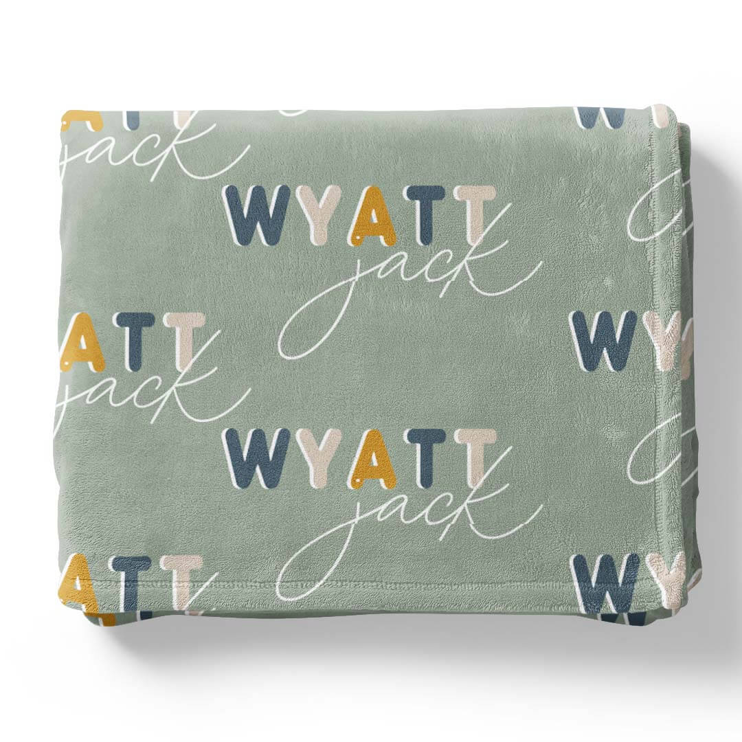  Dusty Moss Retro Personalized Toddler Blanket、mySite、layawaytickets
