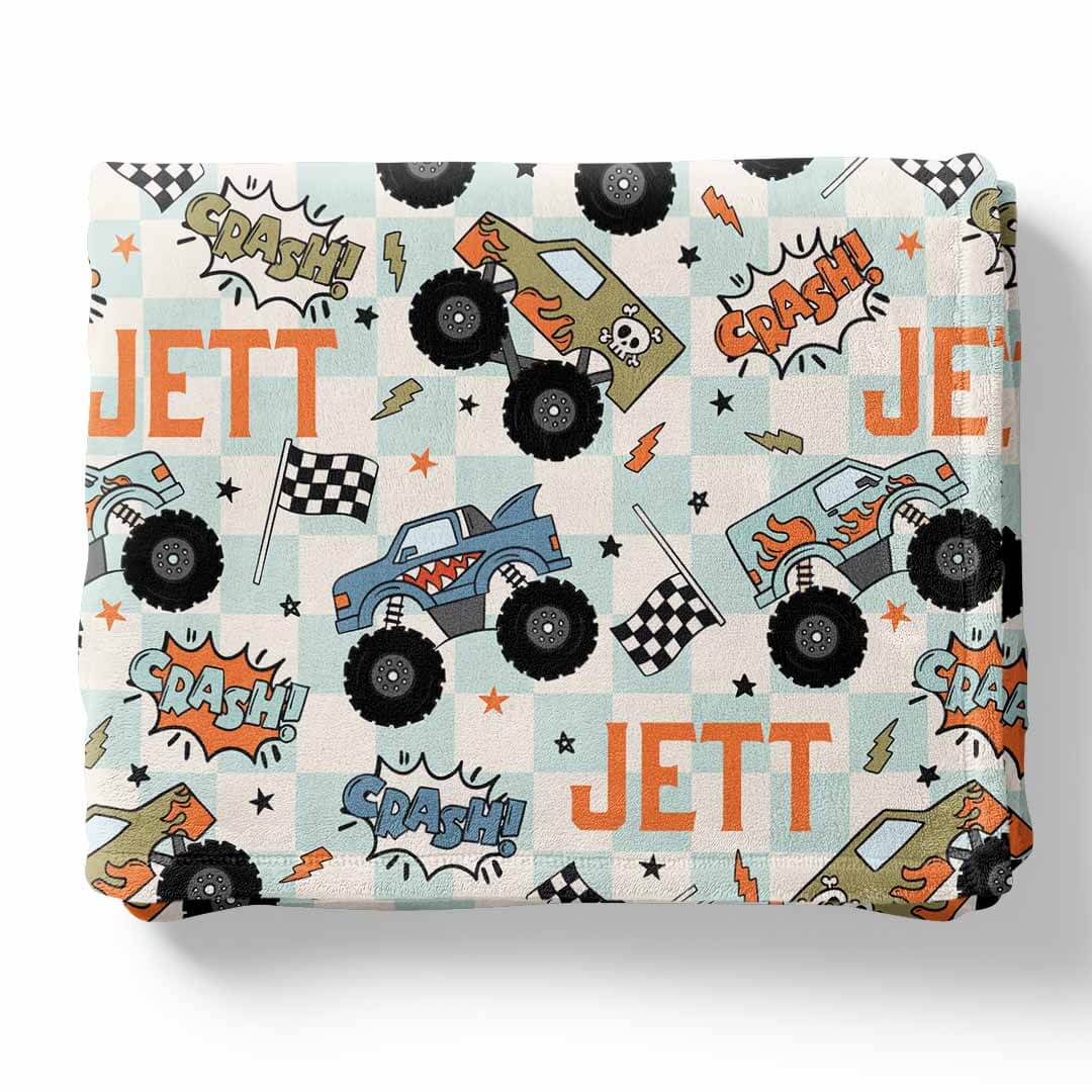 Big Wheelin' Personalized Kids Blanket、mySite、layawaytickets