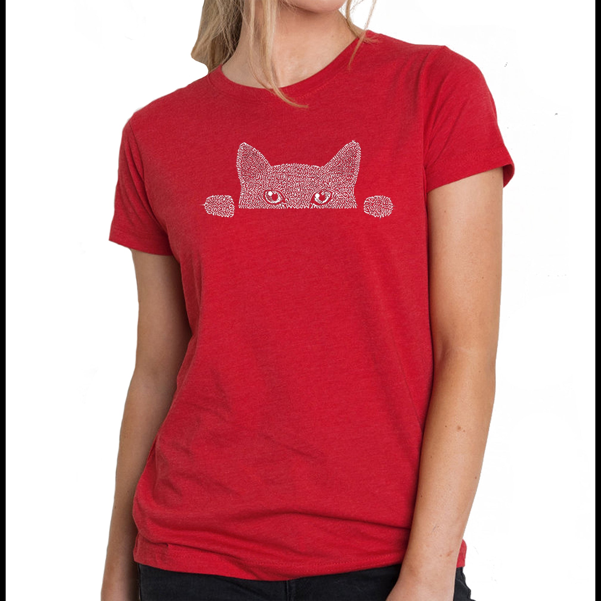 Peeking Cat - Women's Premium Blend Word Art T-Shirt、mySite、camillekostekn