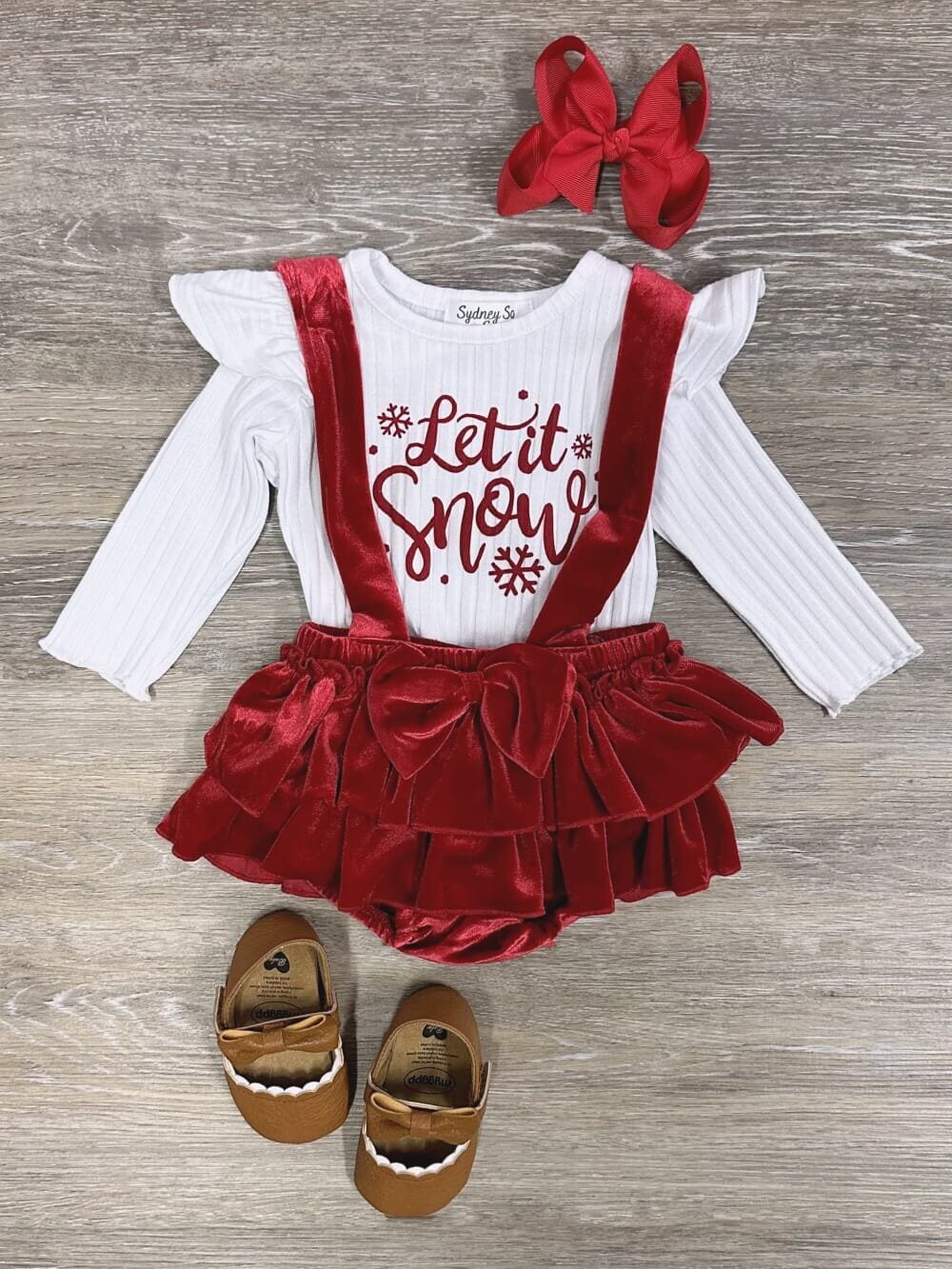 Let it Snow Red Velvet Suspender Baby Bubble Set、mySite、camillekostekn