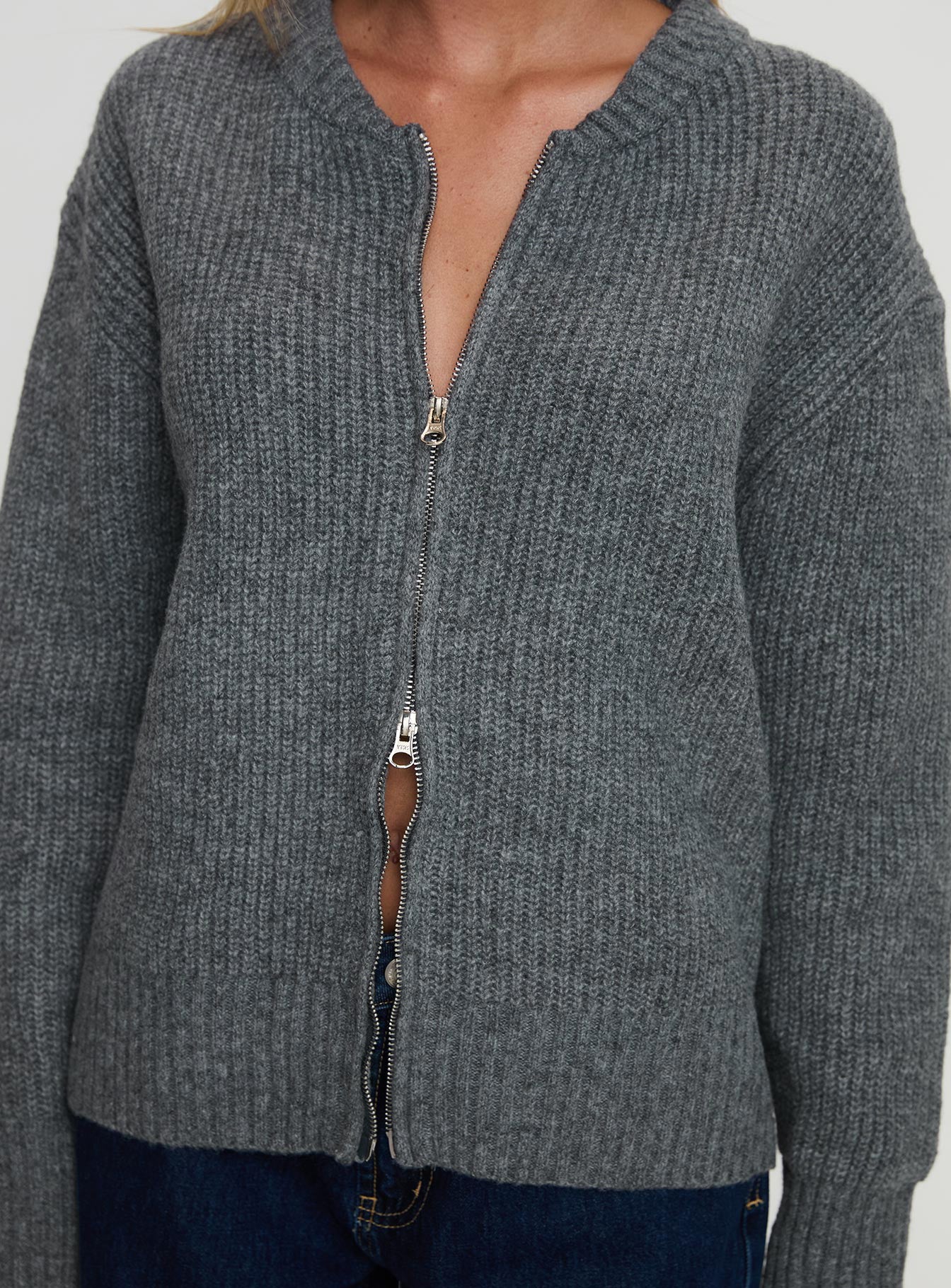 Lexene Zip Through Jumper Grey、mySite、solidvoid