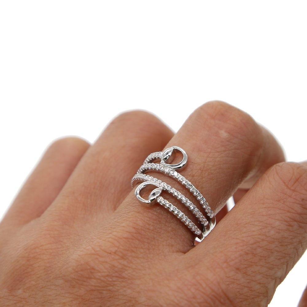 Snaffle Bit Ring Platinum Plated Micro Pave CZ for the Horse Lovers! Gorgeous! Sparkly!、mySite、g9winljtr