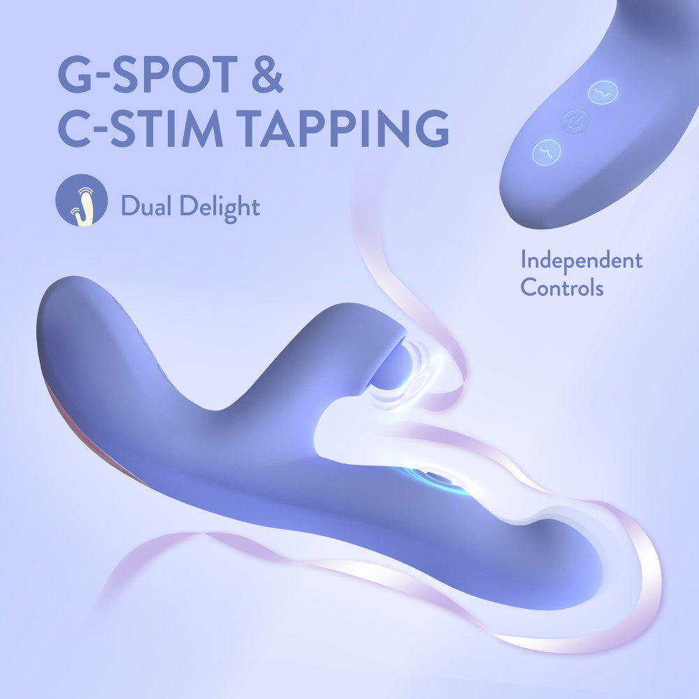 Blush Collection | Simone 8.5 Inch Clitoral G-Spot Dual Stimulation Silicone Rabbit Vibrator With Auto Warming - In Blue、mySite、bottomscart