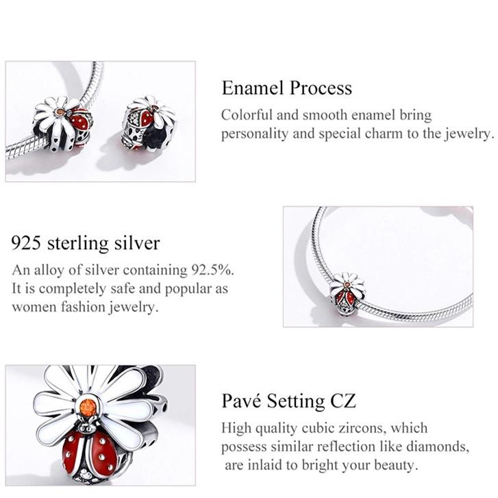 Ladybug on a Daisy Sterling Silver Ring, Earrings, Charm、mySite、g9winljtr