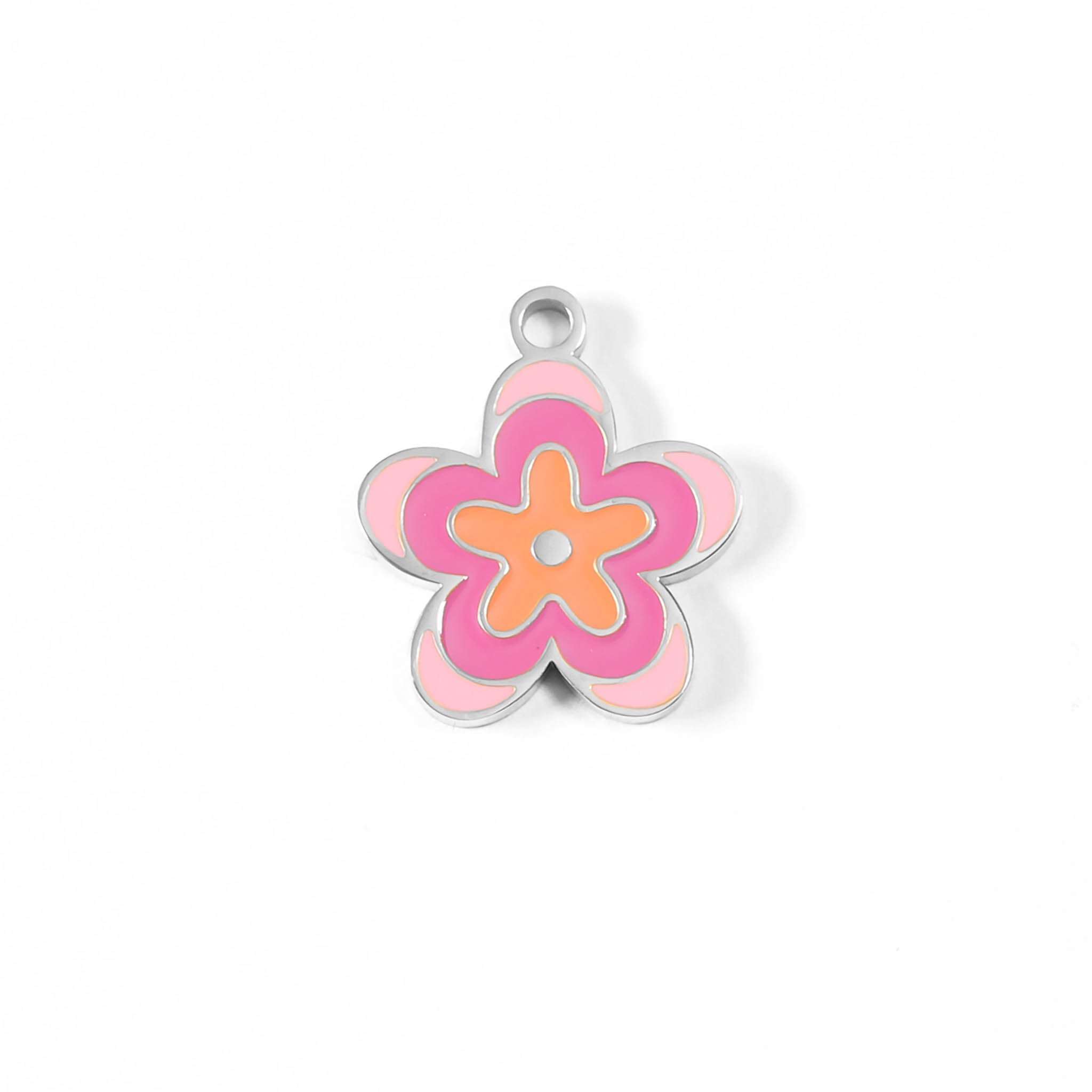 18K Gold PVD Stainless Steel Epoxy Pink Flower Charm / PDL0013、mySite、dreamappss