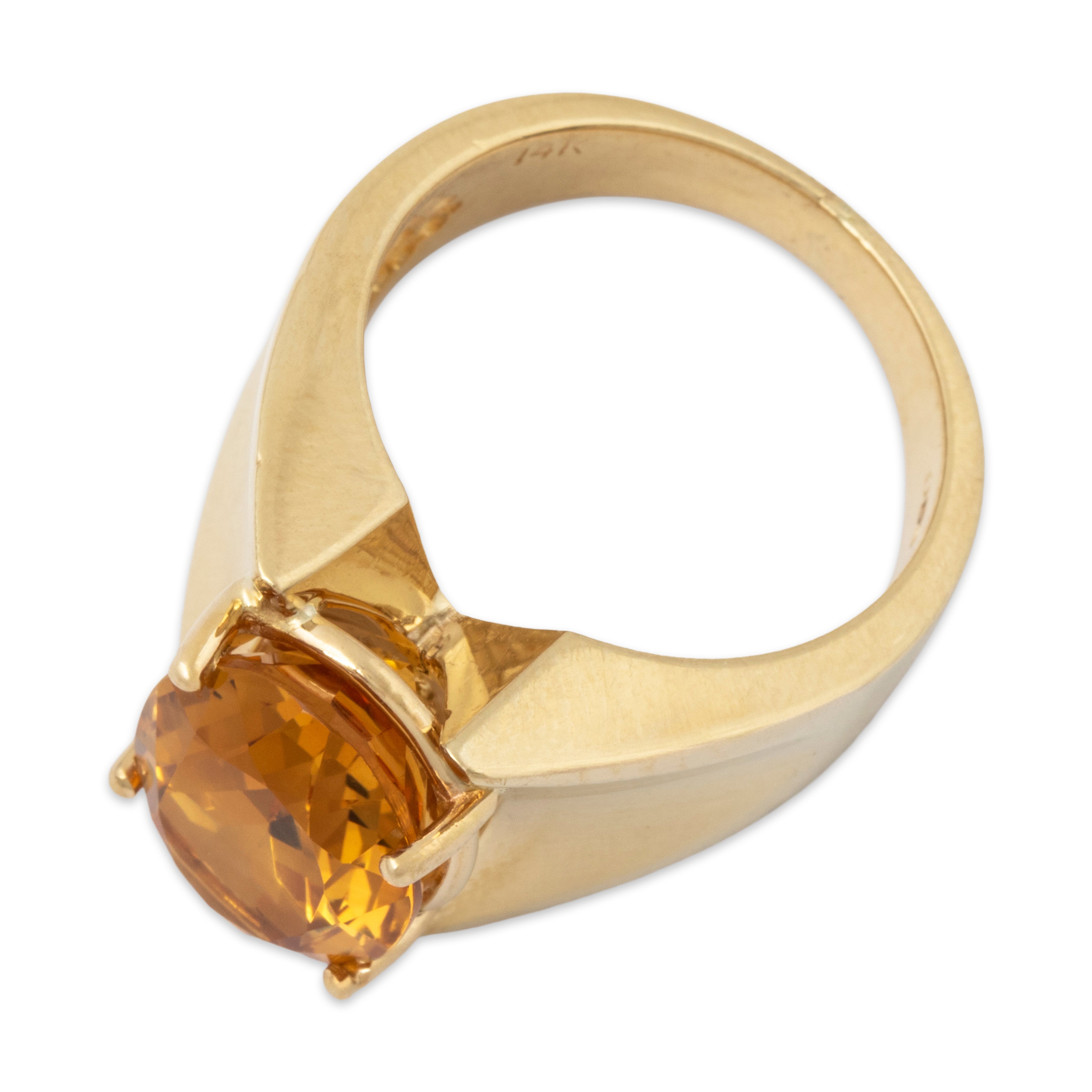 Vintage Heavy 14k Yellow Gold 5.66ct Citrine Modernist Statement Ring 7.0、mySite、hinf8tx79