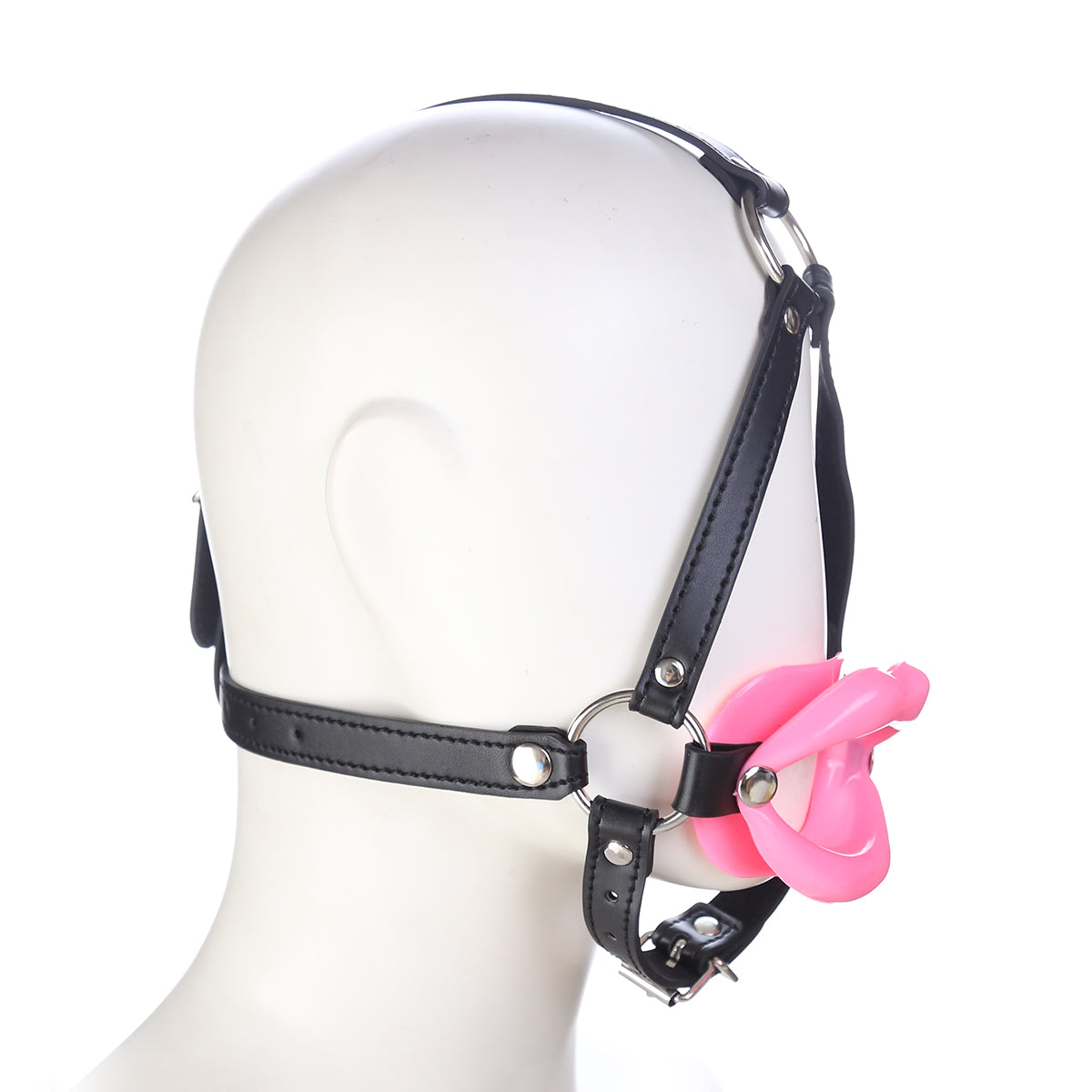 Kink Deep Throat Head Harness | Pink Lips Open Mouth | Adjustable | Fetish | Unisex、mySite、bottomscart