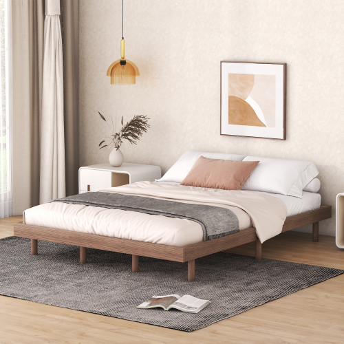 Modern Design Full Floating Platform Bed Frame for White Washed Color、、xpatfood