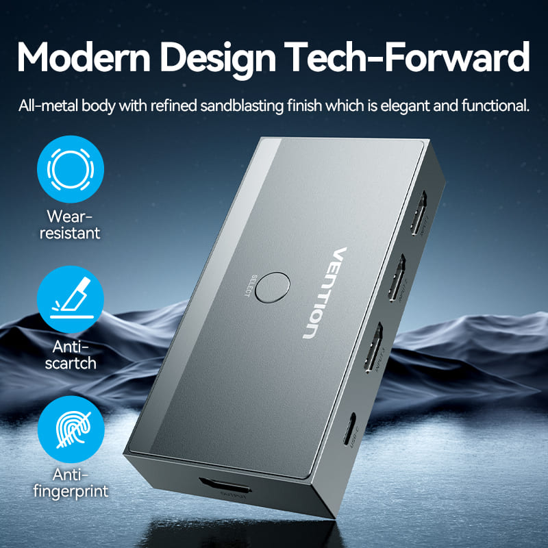 Vention 3 In 1 Out 8K HDMI Switcher Gray Aluminium Alloy Type、mySite、fannypackpong