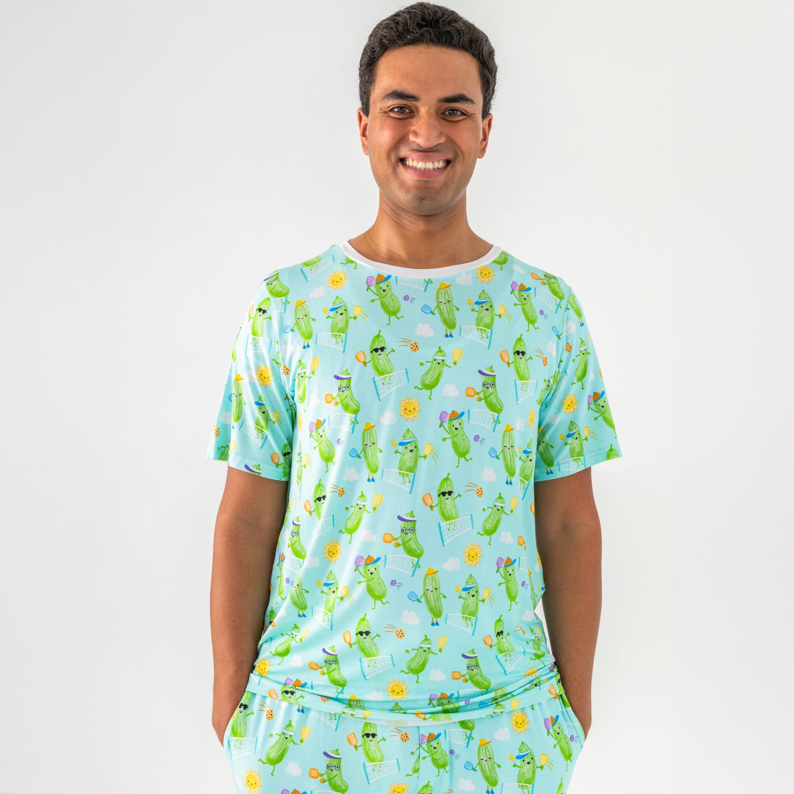 Pickle Power Men's Short Sleeve Pajama Top、mySite、g9winljtr