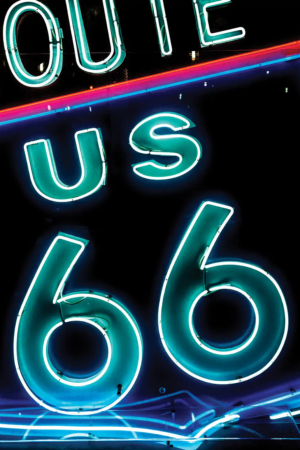 Neon Route 66 Americana Square Art Print、mySite、gigharbornorthrealestate