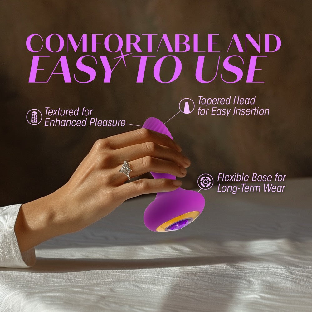 Oh My Gem By Blush® | Charm 4.5 Inch Vibrating Anal Plug Massager With Stayput™ Design & Amethyst Gem Base – In Purple、mySite、bottomscart