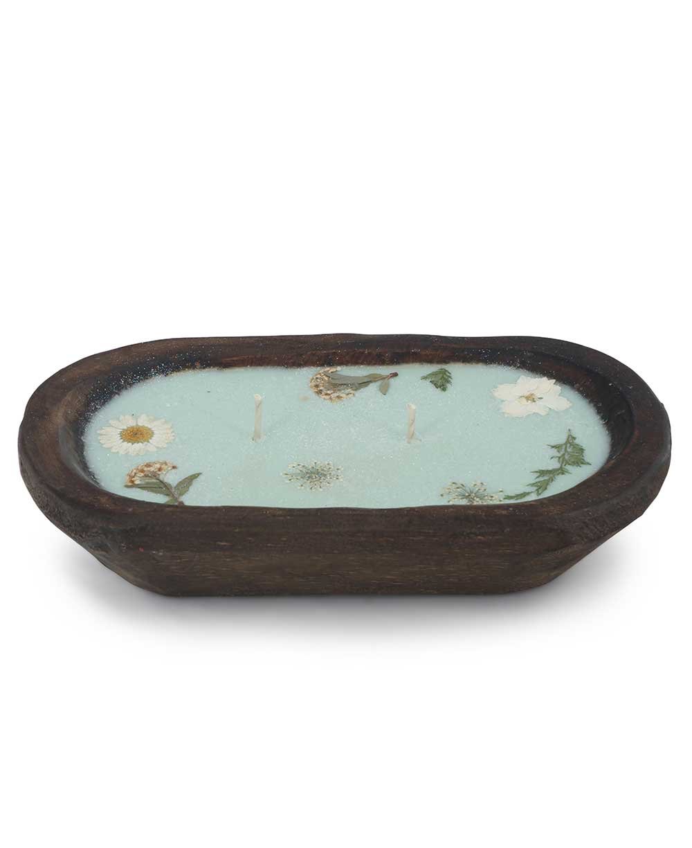 Sea Green Floral Scented Candle with Pressed Flowers、mySite、topwebapps