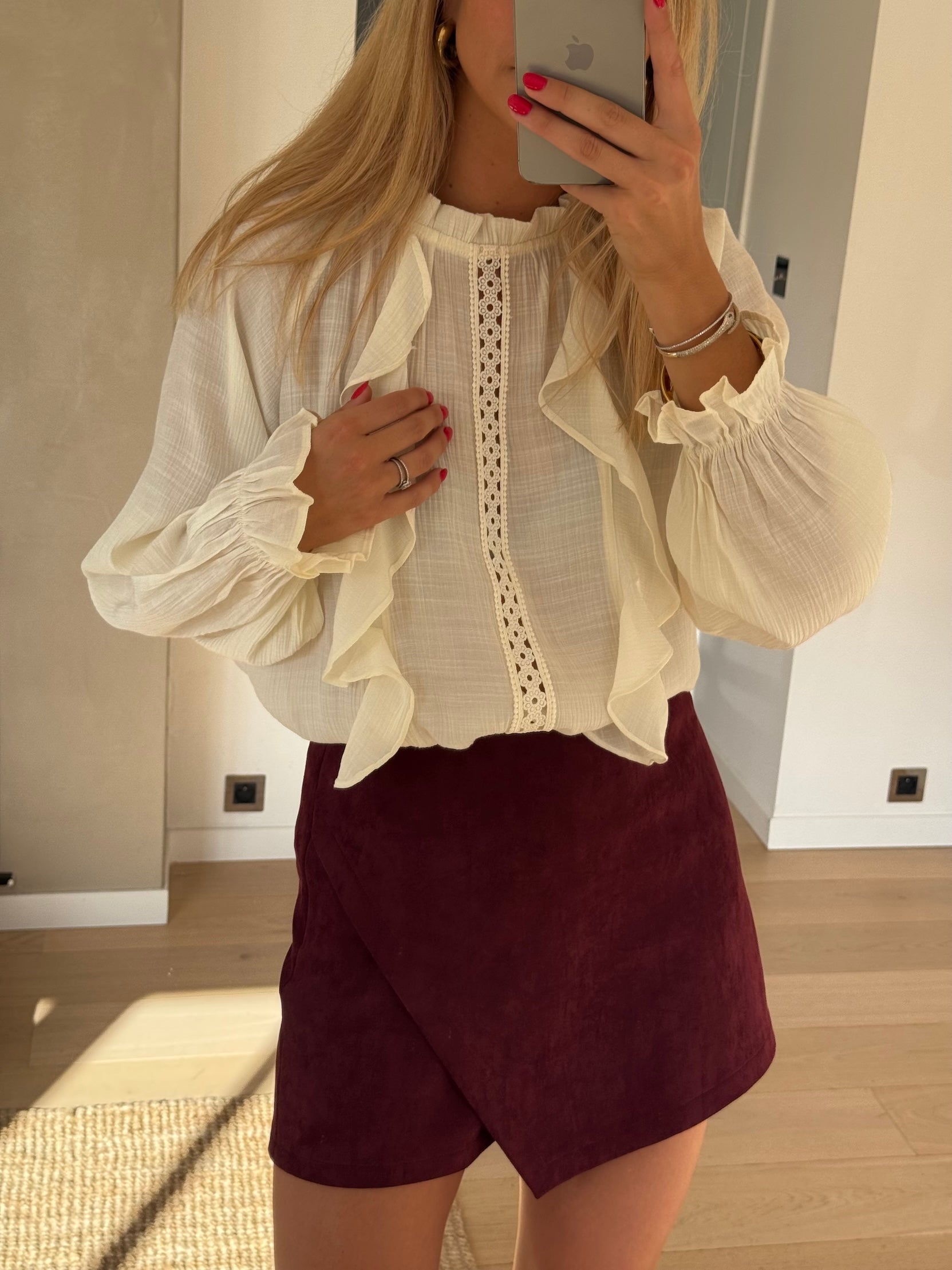 White pleated skirt
