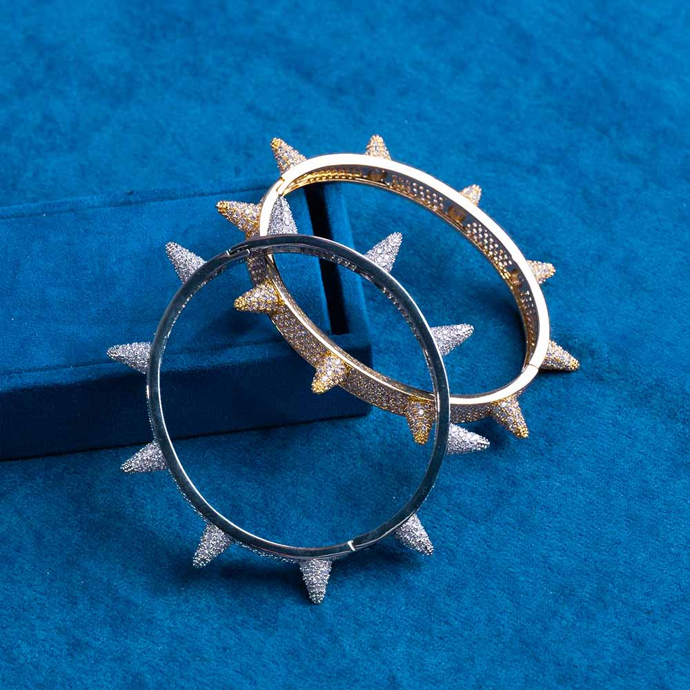 Moissanite Spiked Bangle 14K Gold、mySite、hinf8tx79