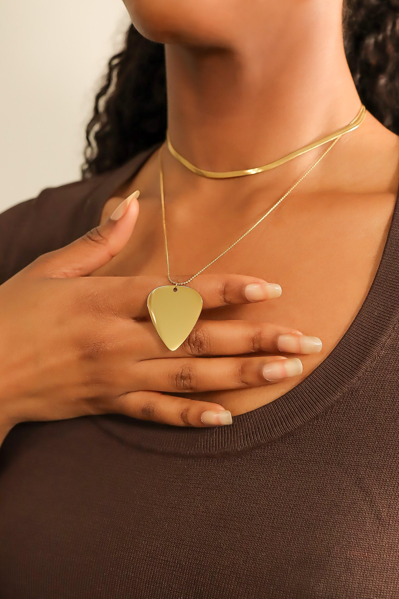 18K Gold PVD Blank Stainless Steel Guitar Pick Pendant / SBB0103、mySite、dreamappss