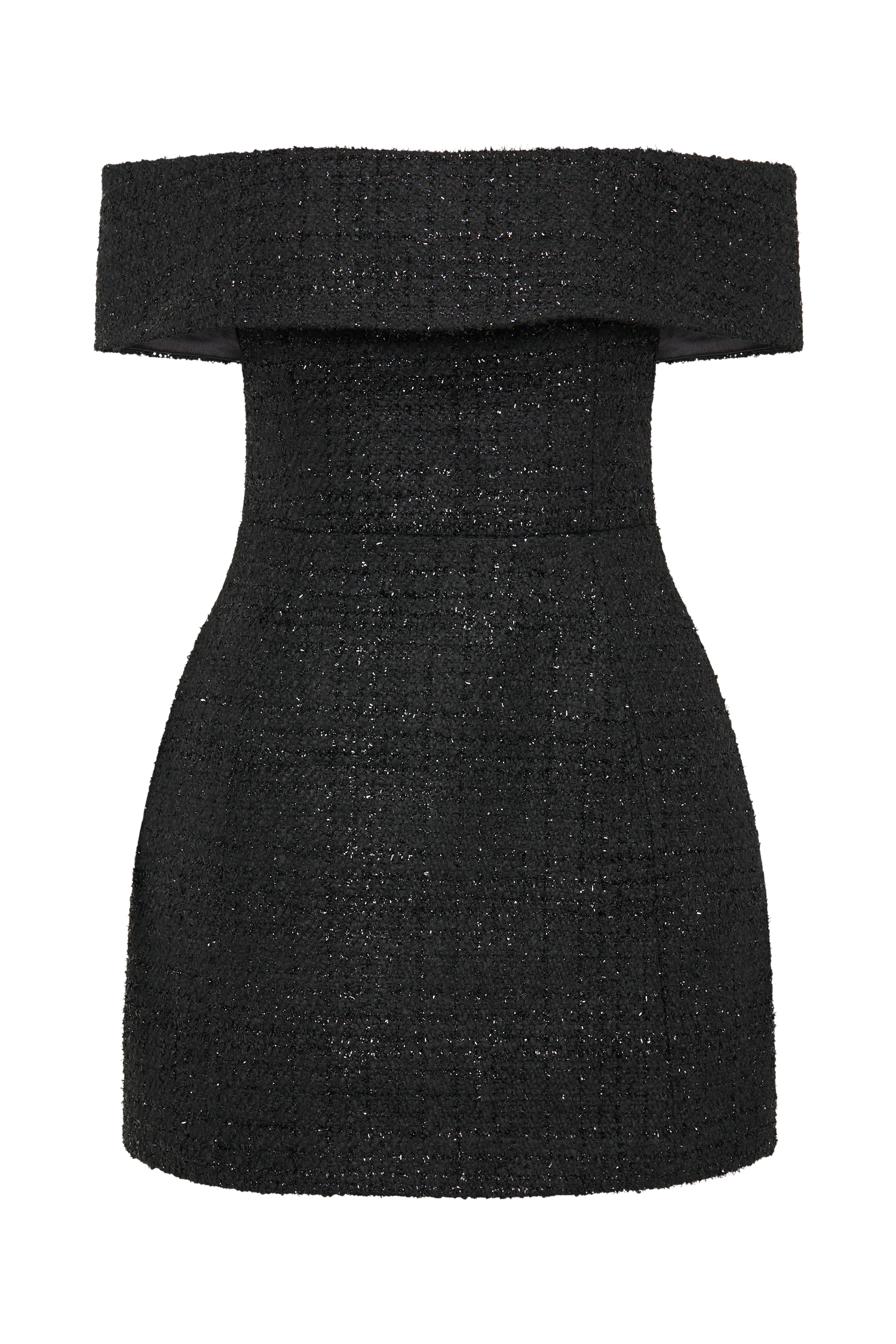 Helena Tweed Off Shoulder Mini Dress - Black、mySite、solidvoid