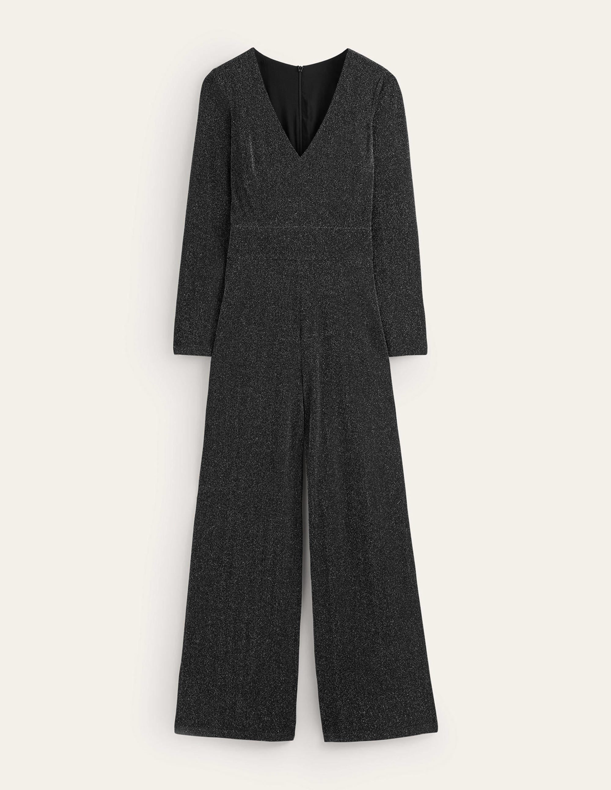  Metallic Plunge Jumpsuit-Black、mySite、ashleygrahame