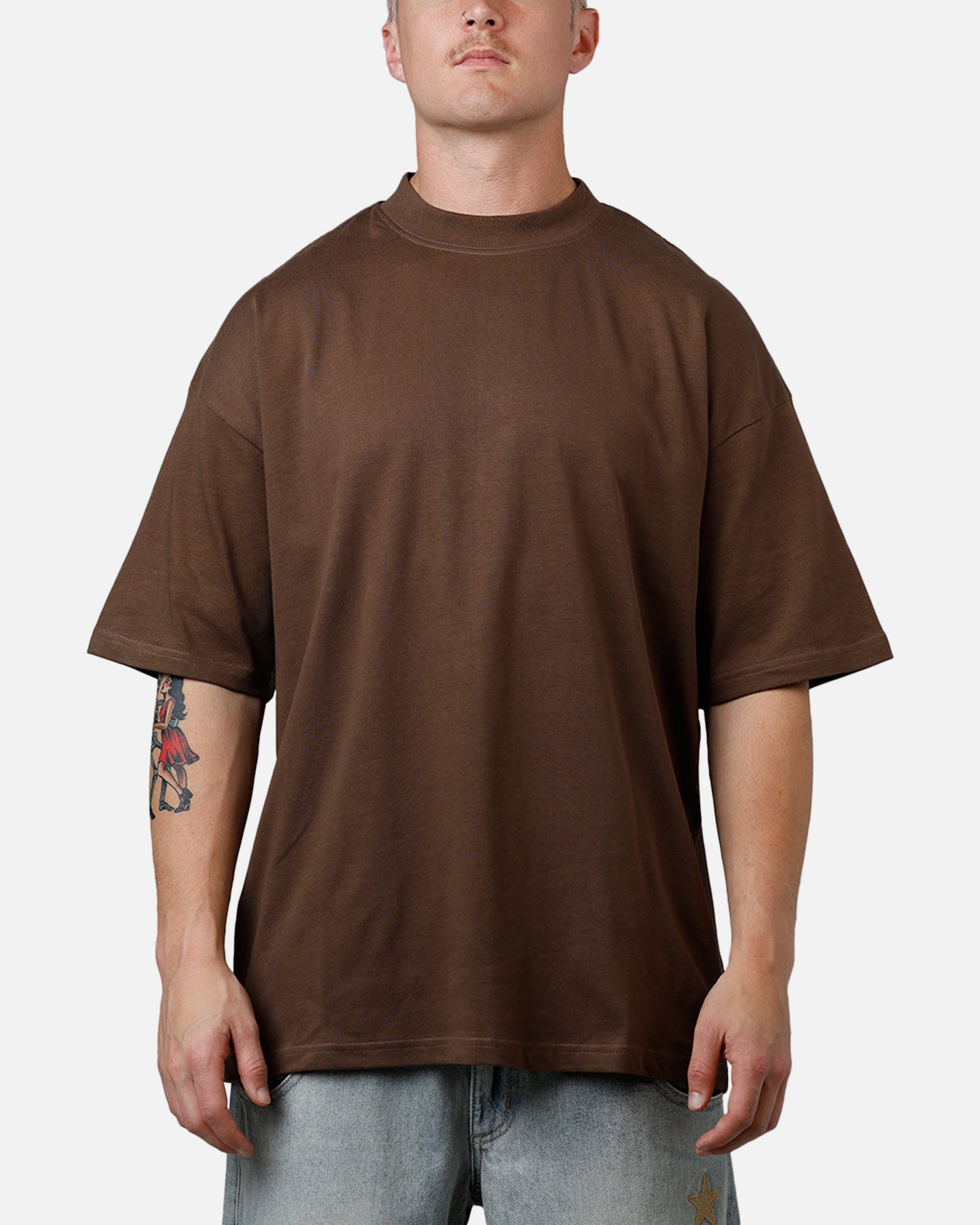 Culture Kings Everyday Mock Neck T-Shirt Brown、mySite、zt4zffjzw