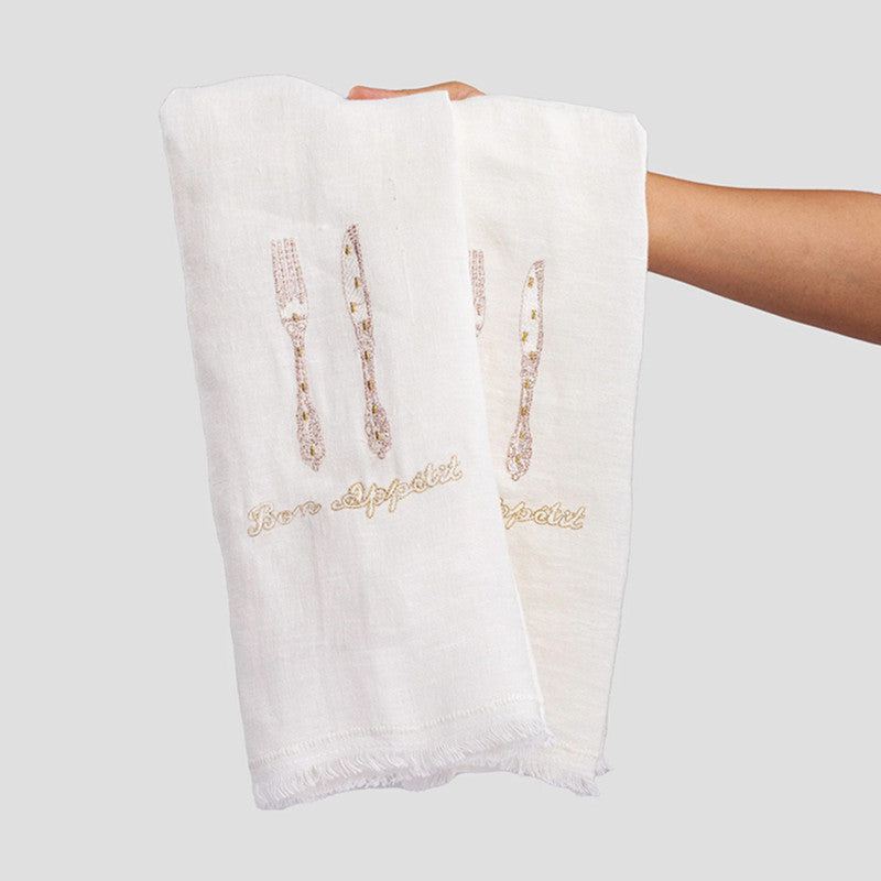Linen Kitchen Towel | Ivory | Set of 2、mySite、camillekostekn
