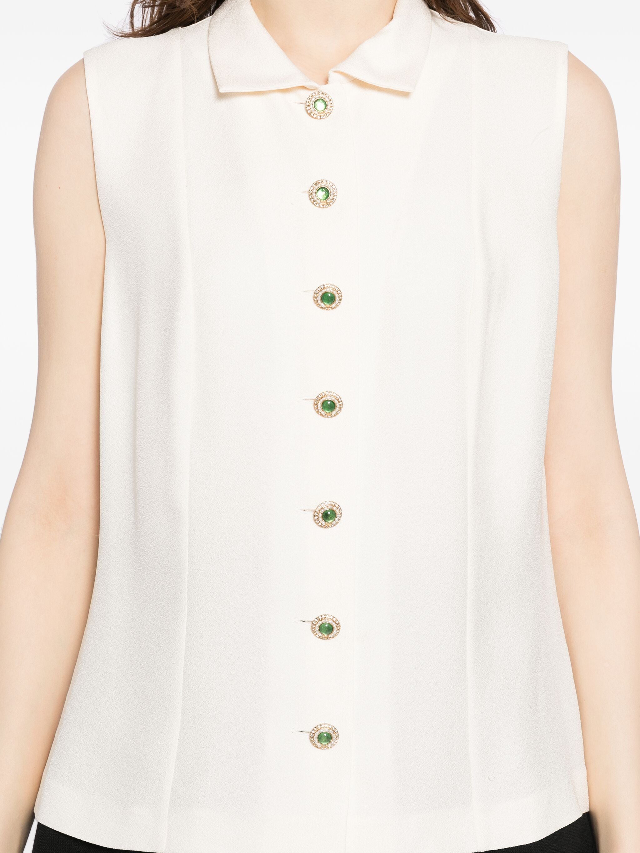 White Embellished Button-Up Shirt、mySite、garminoutage.com