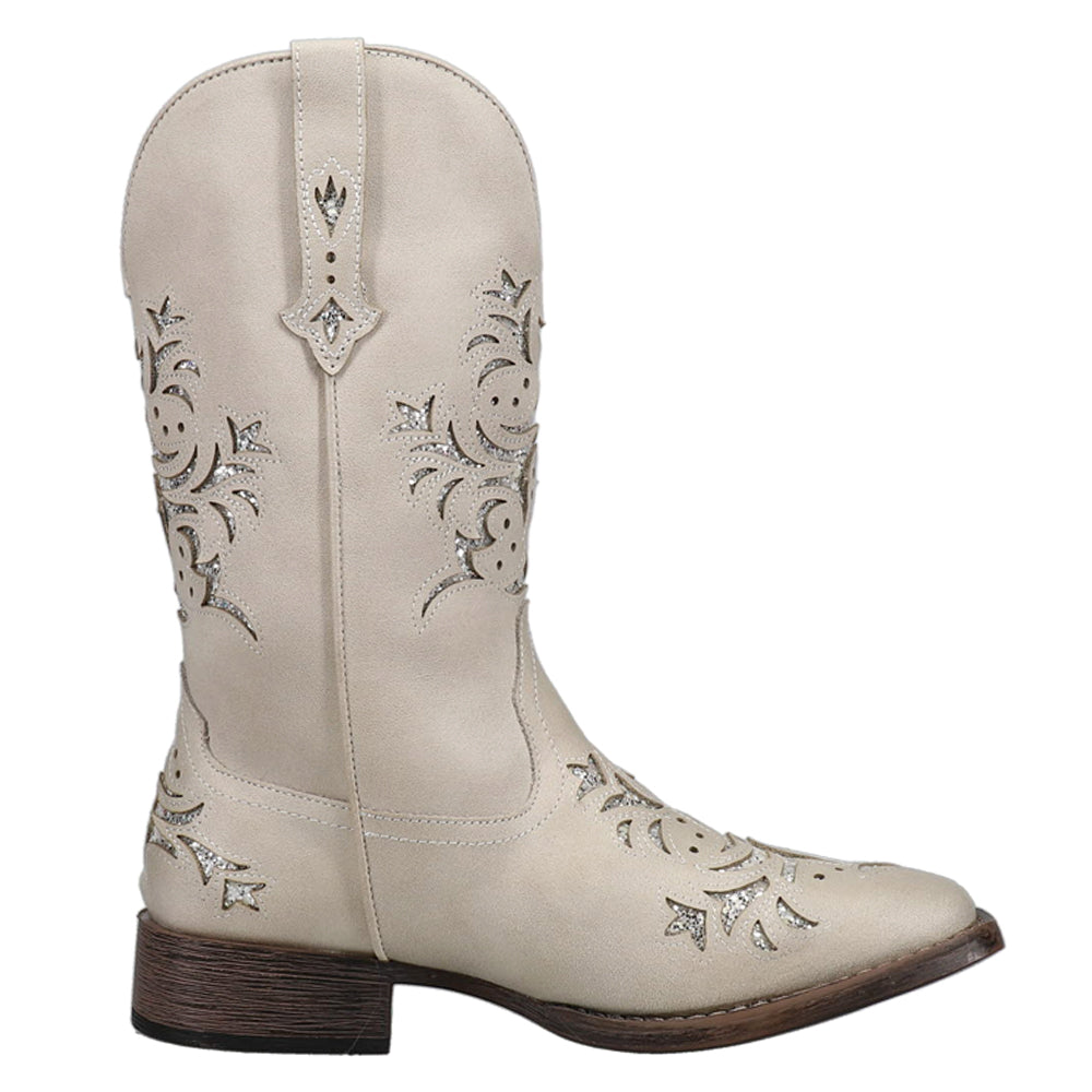 Kennedy Tooled-Inlay Glitter Square Toe Pull On Cowboy Boots、mySite、gtrtttuynbv