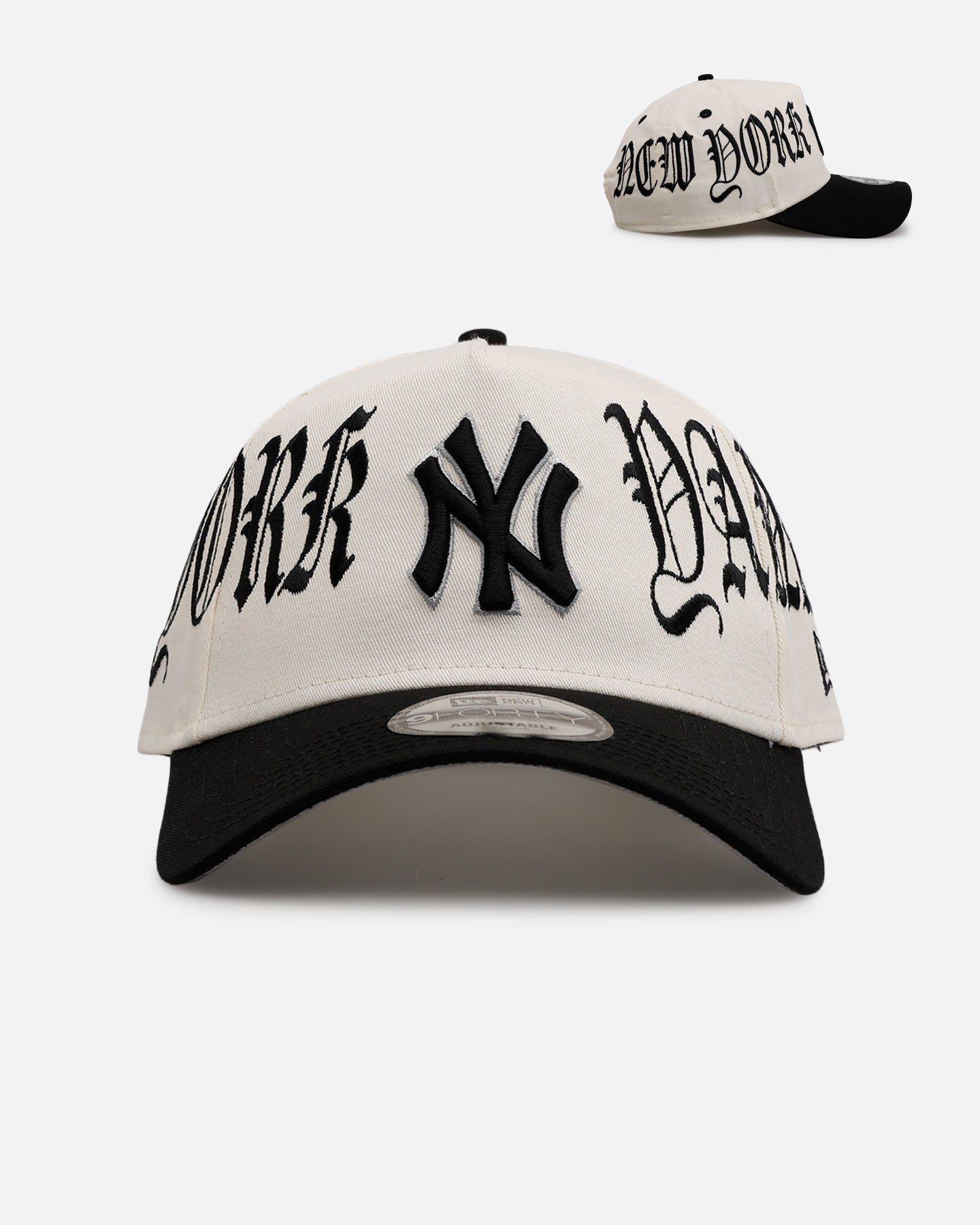 New Era New York Yankees 'Gothic Script Two Tone' 9FORTY A-Frame Snapback Chrome/Black、mySite、zt4zffjzw