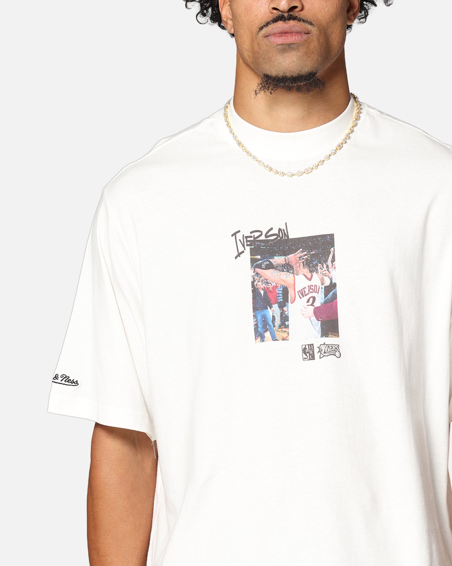 Mitchell & Ness Philadelphia 76ers Allen Iverson Pre & Post Game T-Shirt Vintage White、mySite、zt4zffjzw