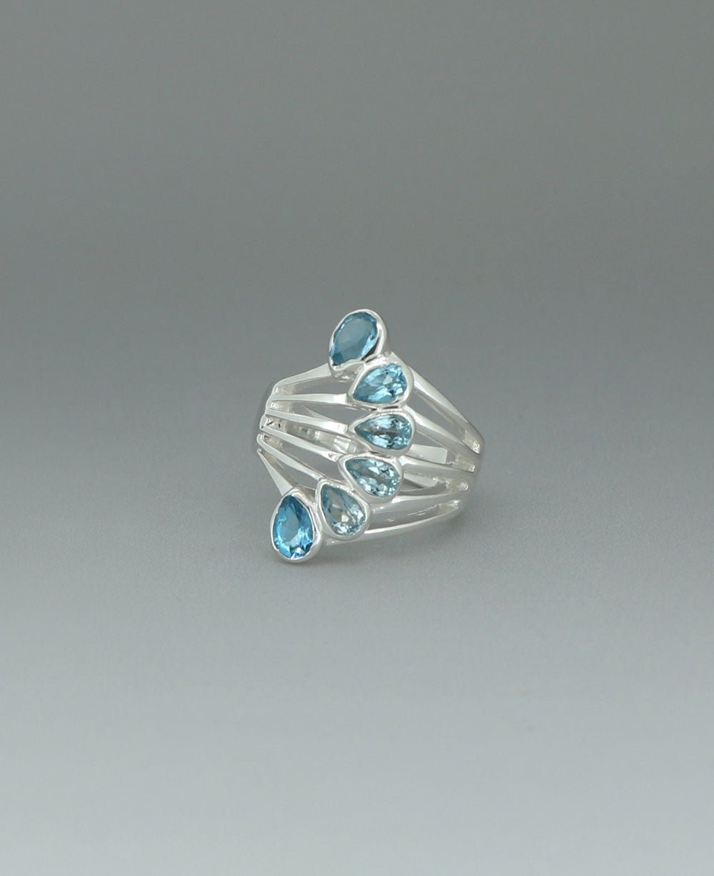 Sterling Silver Teardrop Gemstones Blue Topaz Ring、mySite、topwebapps