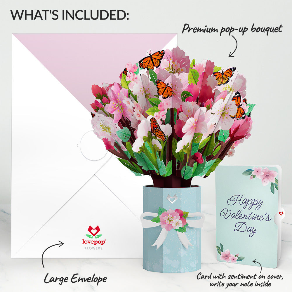 Cherry Blossom Butterfly Valentine Bouquet and Sentiment Set、mySite、solidvoid