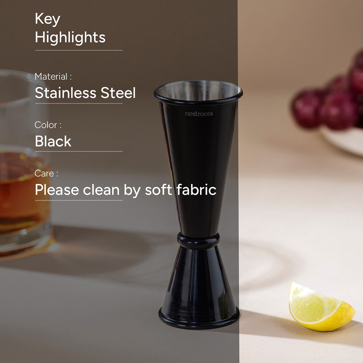 Bar Tools | Stainless Steel Peg Measurer | Dual Sided | Black、mySite、camillekostekn