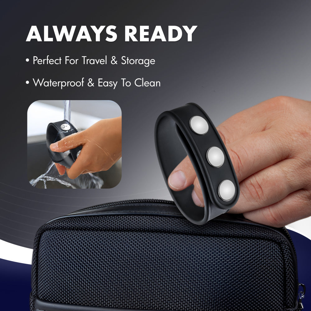 Performance By Blush® | VS5: Black Silicone 3-Snap Penis Strap、mySite、bottomscart