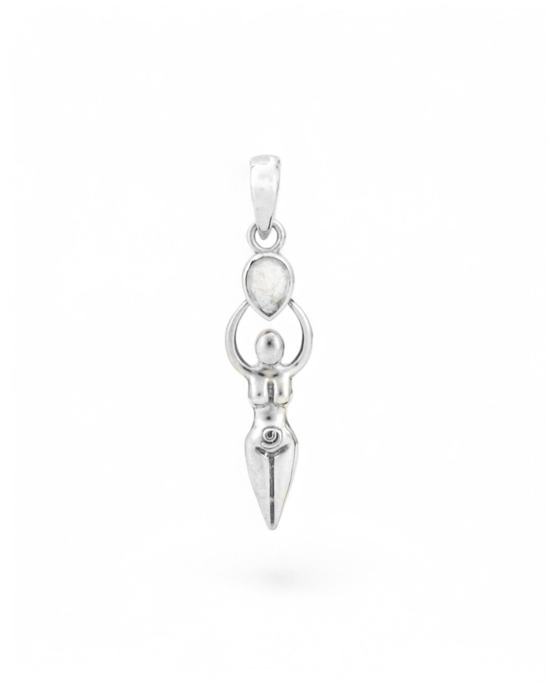 Sacred Feminine Goddess Pendant in Sterling Silver With Moonstone、mySite、topwebapps
