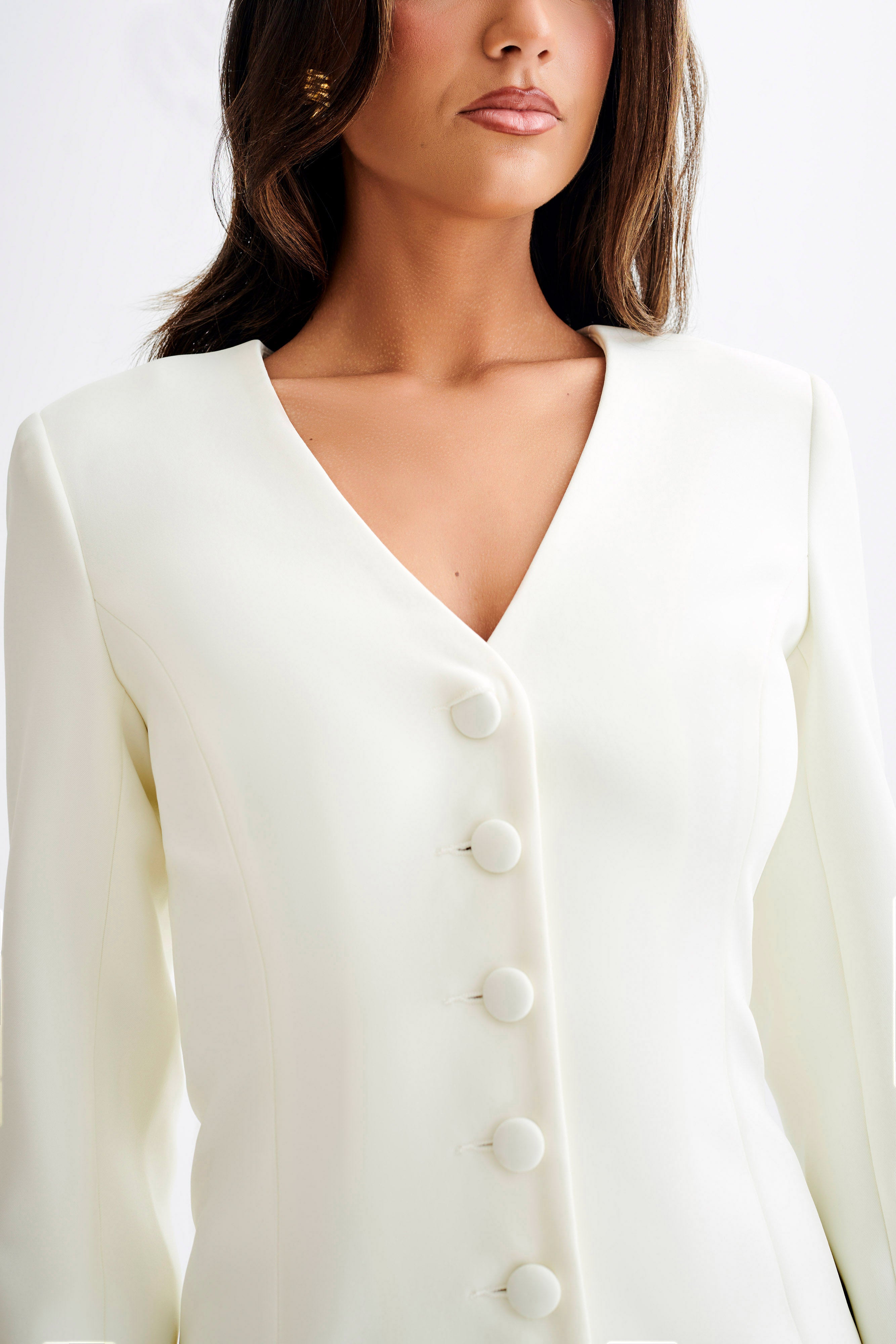 Hurley Long Sleeve Blazer Mini Dress - Ivory、mySite、solidvoid